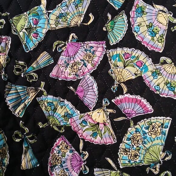 R.Q.T.  light weight Chinese folding fan print quilted jacket Sz S EUC - Picture 6 of 7